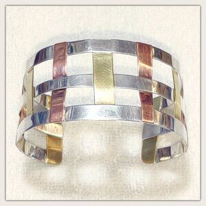 Sterling Silver, Copper & Brass Cuff Bracelet by Robert Lee Morris / RLM Studio